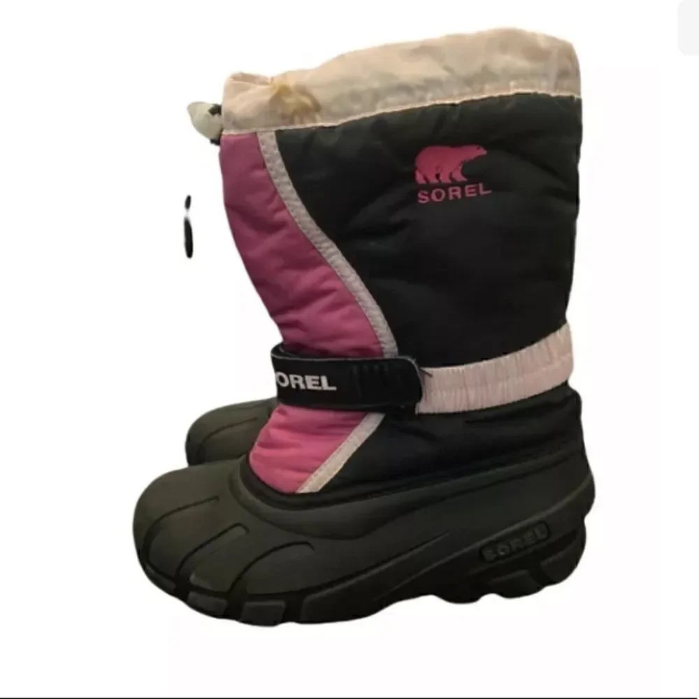 Sorel Flurry TP Youth Size US 4 Kids Winter Snow Comfort Boot Prairie Rose/Black